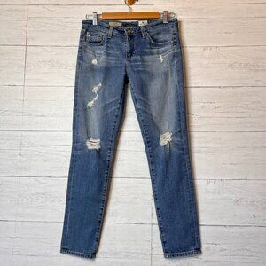 Adriano Goldschmied Jeans SZ 27R The Stilt Cigarette Leg Distressed Medium Wash